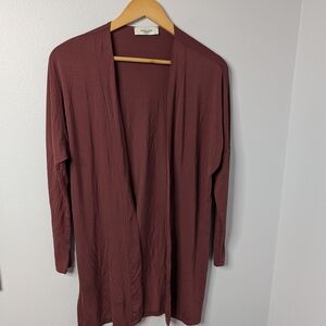 Carly Jean Los Angeles Mauve Plum Open‎ Front Long Cardigan Women’s Small